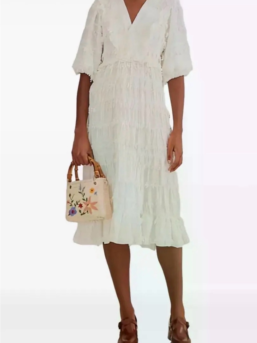 FARM Rio Ruffle Trim Dress White Small - Picture 5 of 9